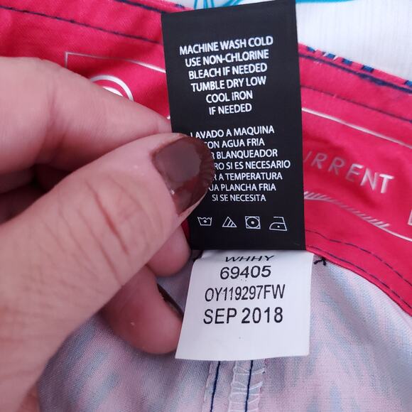 Ocean Current Mens Flamingo Colorblock Board Swim Short Side Pocket Tie Waist|38 - Picture 6 of 11